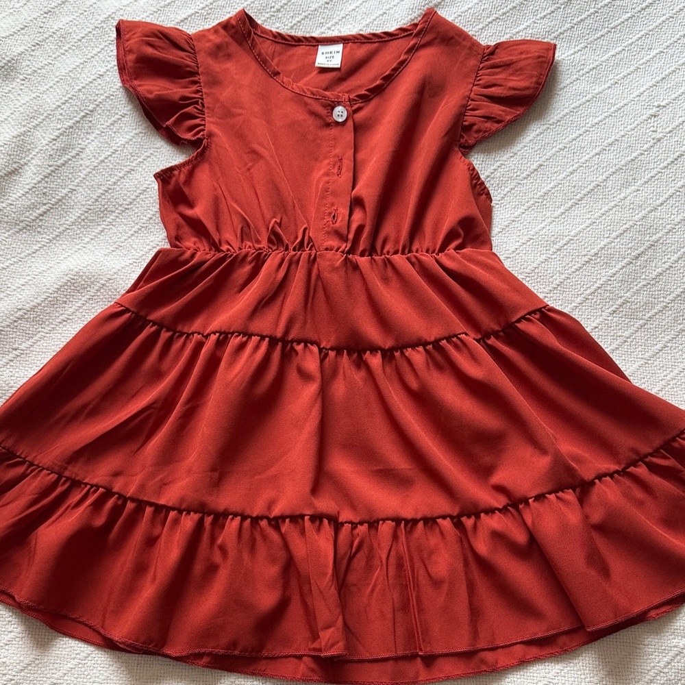 SHEIN Red Tiered Kids Dress
